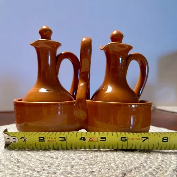 Williams Sonoma Vintage clay Ceramic Oil and Vinegar Cruet Set.